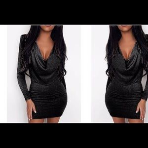 Black drape glitter dress